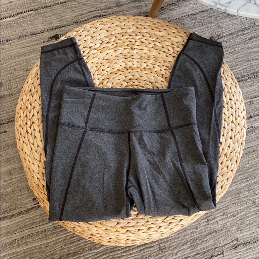 Athleta grey leggings - compression + mid rise EUC